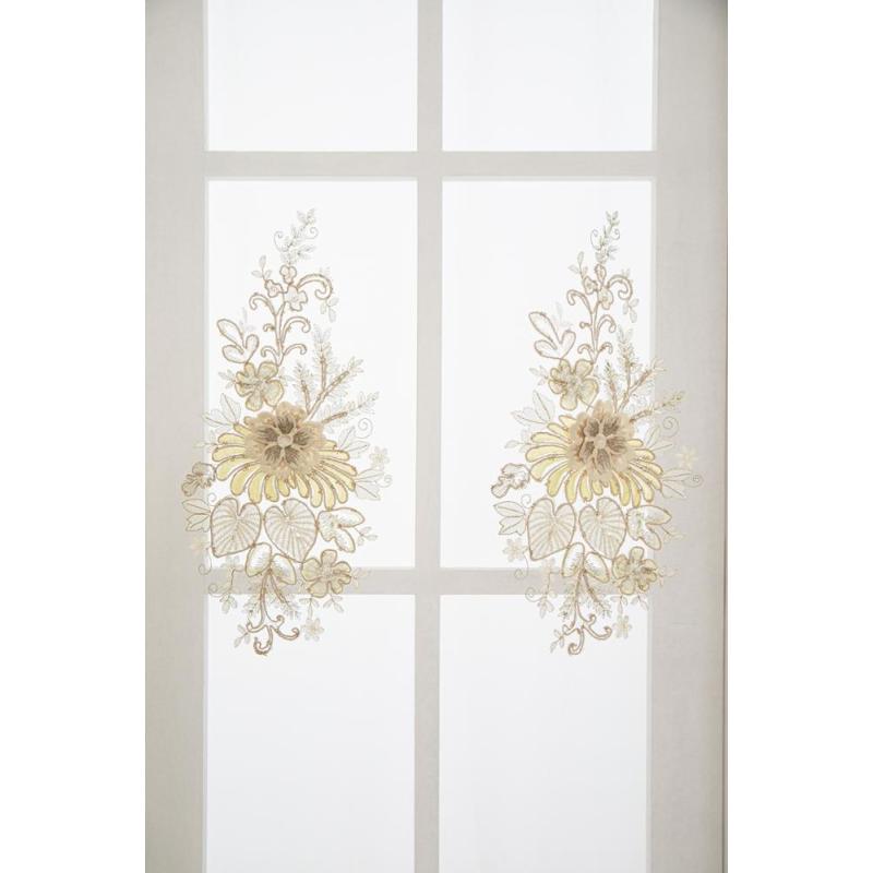 Tissu de rideau transparent Shaoxing Textile, rideau de fenêtre en tissu transparent de luxe de style européen avec broderie blanche #