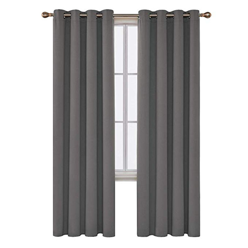High quality 100% Polyester grey living room blackout curtains stocklot