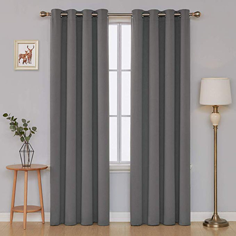 High quality 100% Polyester grey living room blackout curtains stocklot