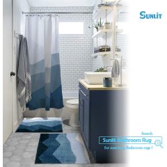 Shower curtains thicken waterproof rug set blue shower curtain Pure Color Mildew Resistant Water Repellent Shower Curtain