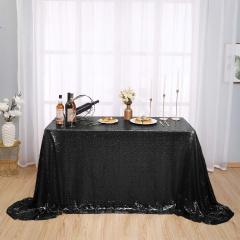 Wholesale Black Sequins Glitter Sparkly Iridescent Shimmer Decorative Rectangle Tablecloth For Wedding Party