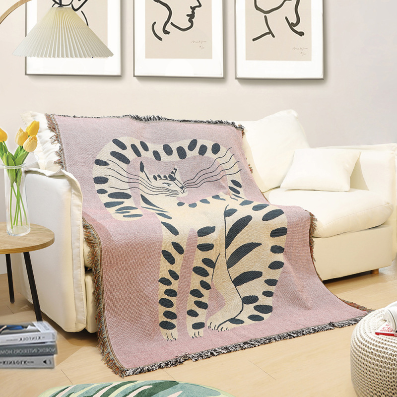 Cats Bohemia Throw Blanket Sofa Covers Tassel Dust Cover Air Conditioning Blankets for Bed Bedroom Decor/