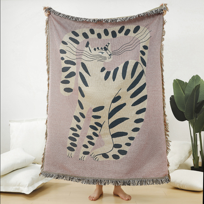 Cats Bohemia Throw Blanket Sofa Covers Tassel Dust Cover Air Conditioning Blankets for Bed Bedroom Decor/