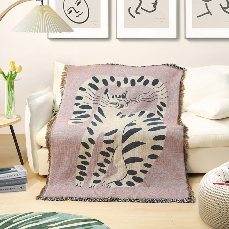 Cats Bohemia Throw Blanket Sofa Covers Tassel Dust Cover Air Conditioning Blankets for Bed Bedroom Decor/