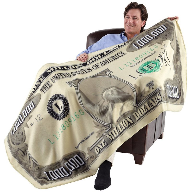 One Million Dollar Novelty Blanket Million Dollar Wool Blanket Flannel Funny Banknote Dollar Plush Rug#