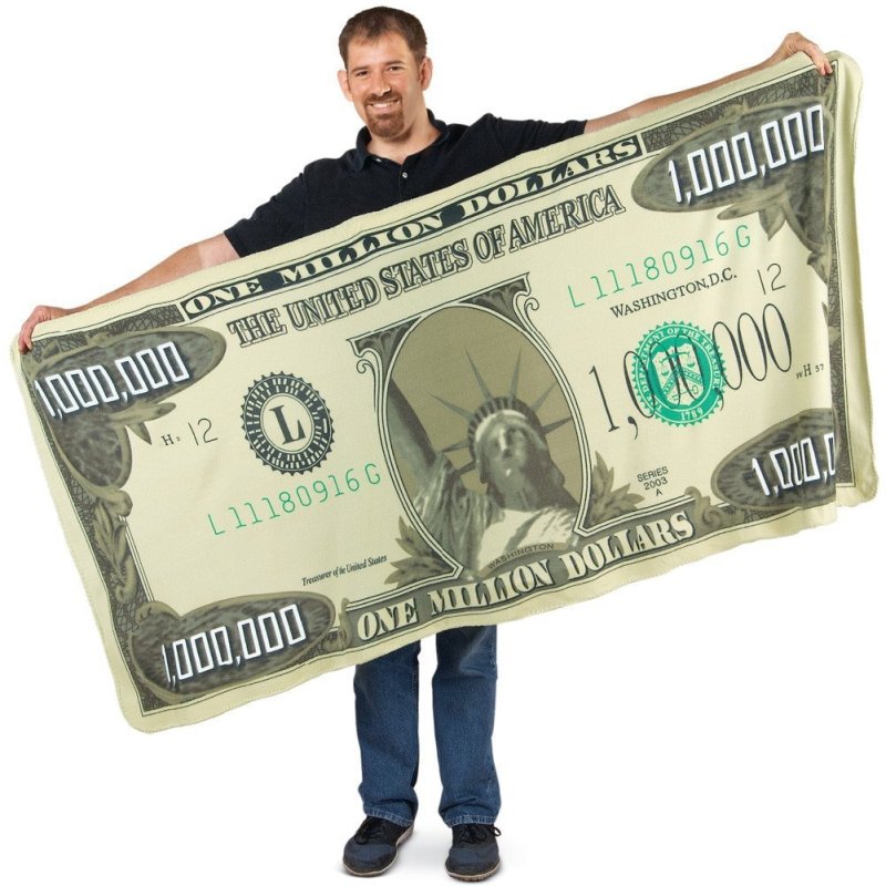 One Million Dollar Novelty Blanket Million Dollar Wool Blanket Flannel Funny Banknote Dollar Plush Rug#