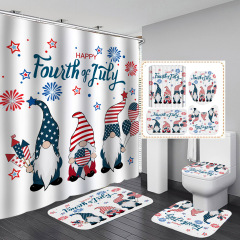 Wholesale Christmas Design Shower Curtain Santa Christmas Pattern Series Shower Curtain Bathroom Mat Sets With Hook Accessories