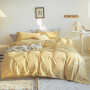 New button 4-piece set 60s yarn-dyed cotton plain plain bedspread 4-piece set Single double bed Set/