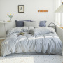 New button 4-piece set 60s yarn-dyed cotton plain plain bedspread 4-piece set Single double bed Set/