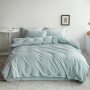 New button 4-piece set 60s yarn-dyed cotton plain plain bedspread 4-piece set Single double bed Set/
