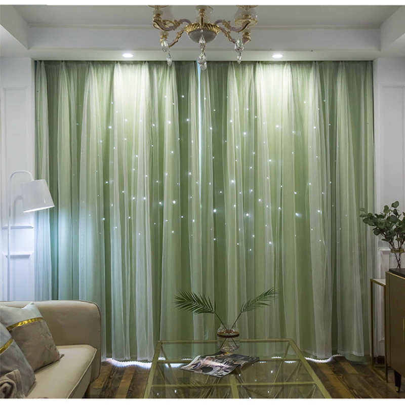 도매 상품 블랙아웃 윈도우 커튼, 공장 직접 판매 홀로우 아웃 스타 블랙아웃 커튼/