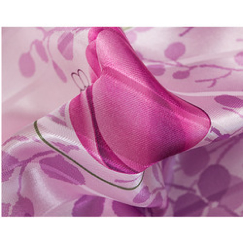 Modern Simple Tulips Curtain / Wholesale Printing White Silk Finished Products Blackout Curtain, Customized Flat Window Hotel