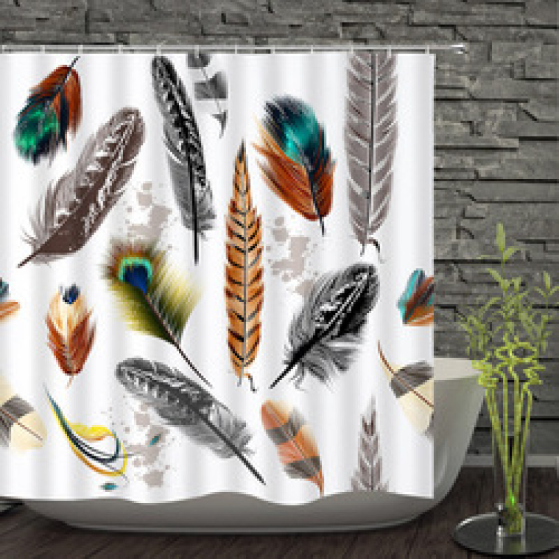 Colorful Fashion Printed Waterproof Shower Curtain, Various Colored Peacock Feathers Explosion Shower Curtain/