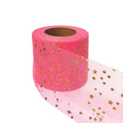 Tulle Glitter Fabric Spool Rolls 2.5 inch x 25 Yards with Sparkling Star Sequin gauze table runner for Birthday Gift Wrapping