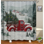 Famous Printing Christmas Shower Curtain Set, Sample Sublimation Christmas Truck Shower Curtain