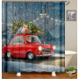 Famous Printing Christmas Shower Curtain Set, Sample Sublimation Christmas Truck Shower Curtain