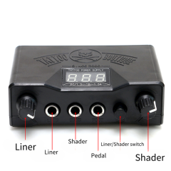 Black Poewr,Tattoo Power Supply, Liner Shader Two Modes,Digital LCD Display,Foot Pedal and Clip Cord
