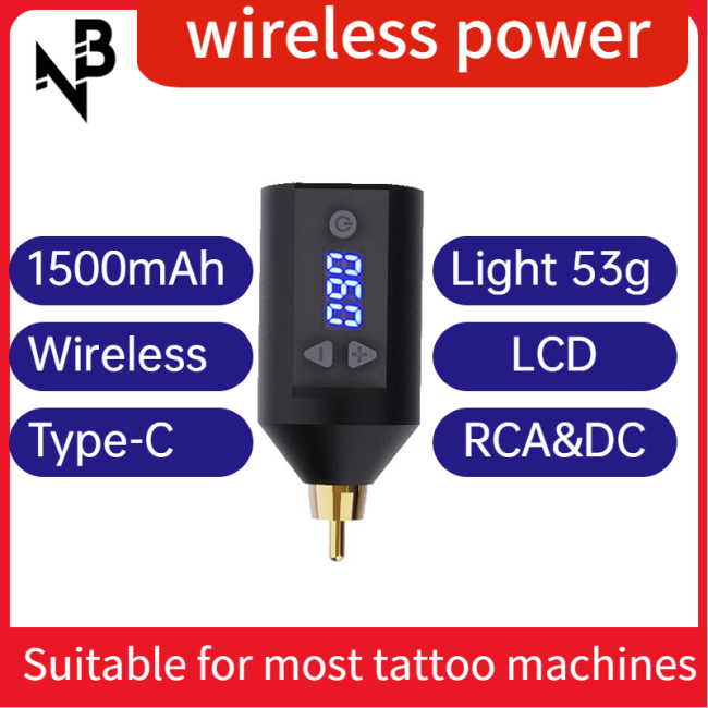 Tattoo power supply Wireless,RCA DC 15000mA Silicone button 1001-67 68