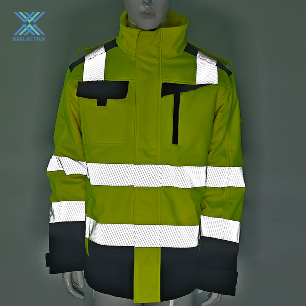 LX Hi Vis Softshell Roof Safety Jacket Reflective Safety Work Jacket Construction Workwear Safety Jacket Men
