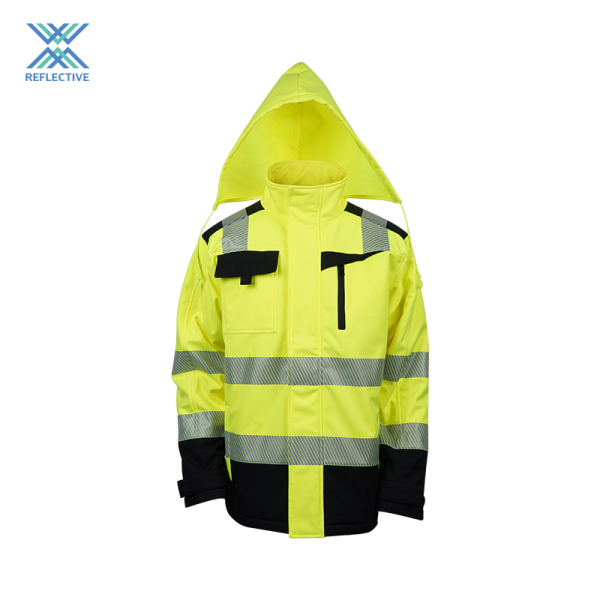 LX Hi Vis Softshell Roof Safety Jacket Reflective Safety Work Jacket Construction Workwear Safety Jacket Men