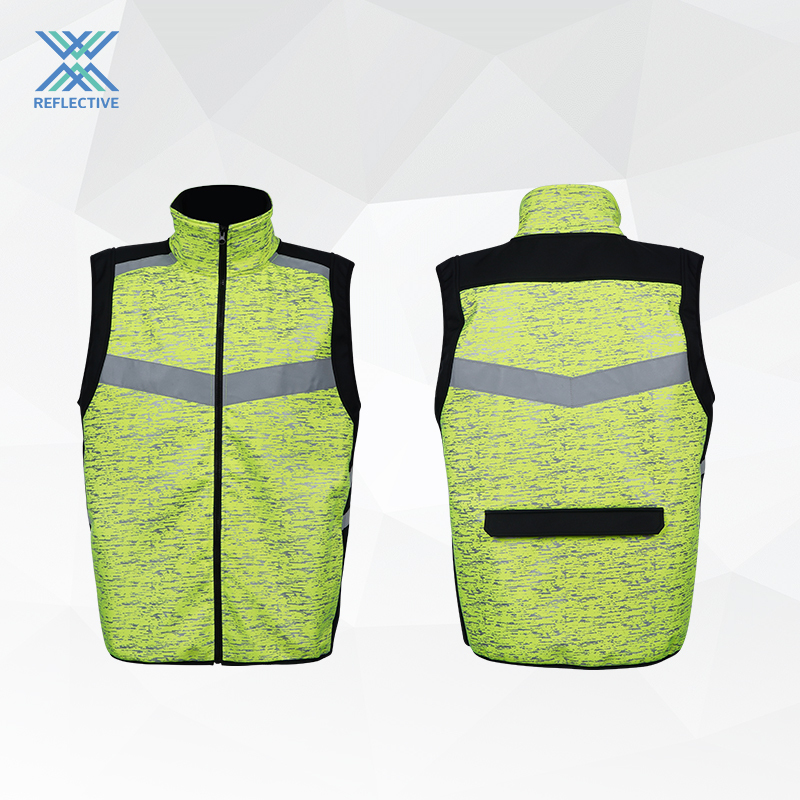 Reflective vest in fluorescent yellow and black