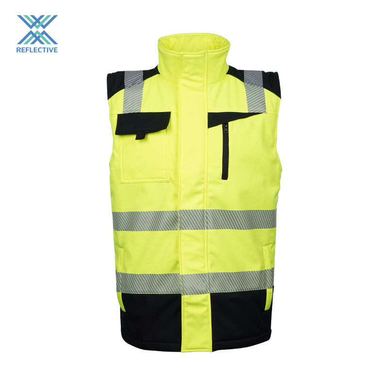 High-vis softshell bodywarmer vest