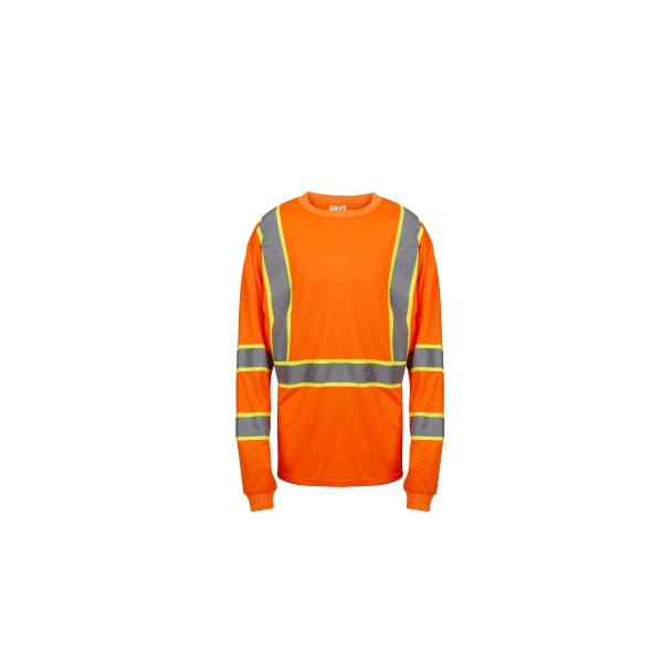 LXS-014 Men's High Vis Safety Work T Shirt ANSI Class 3 Reflective Long Sleeve Shirt 