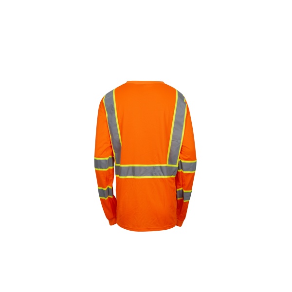 LXS-014 Men's High Vis Safety Work T Shirt ANSI Class 3 Reflective Long Sleeve Shirt 