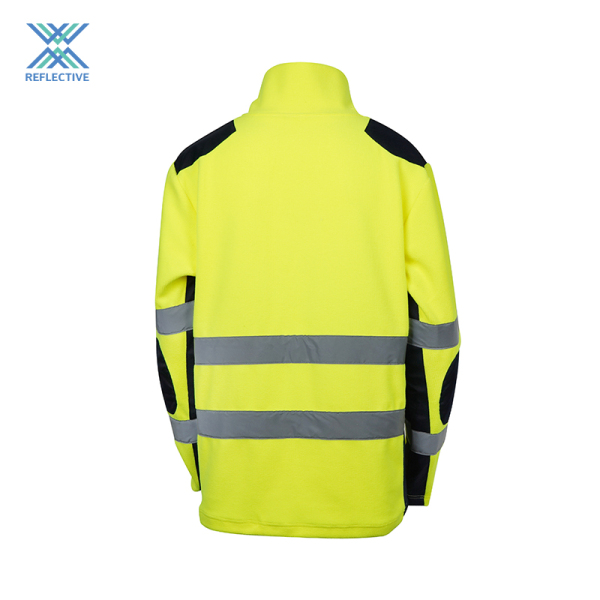 Two-tone high visibility sweater with zipper and shoulder reinforcement