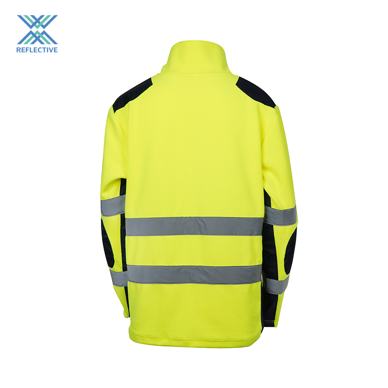 Two-tone high visibility sweater with zipper and shoulder reinforcement