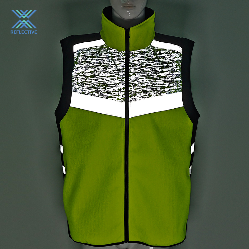 Reflective vest in fluorescent yellow and black
