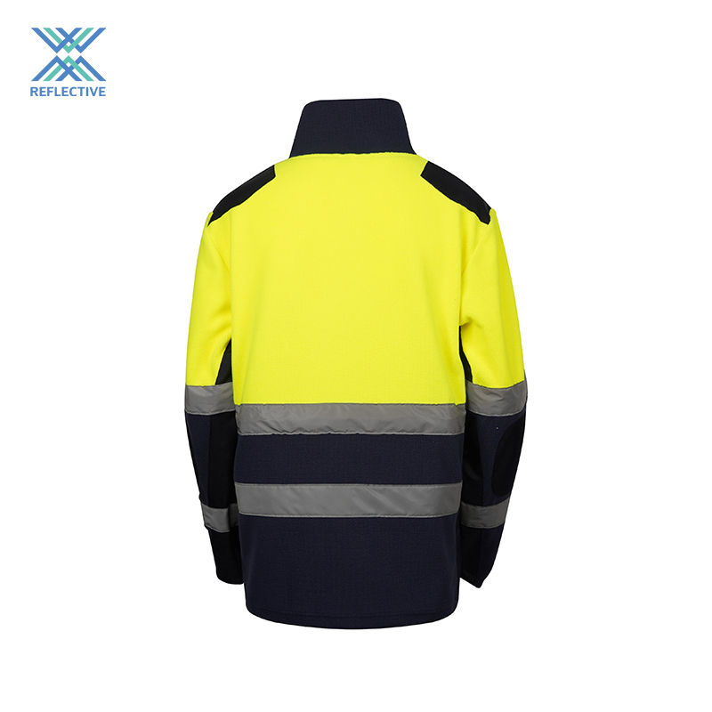 Two-tone high visibility sweater with zipper and shoulder reinforcement