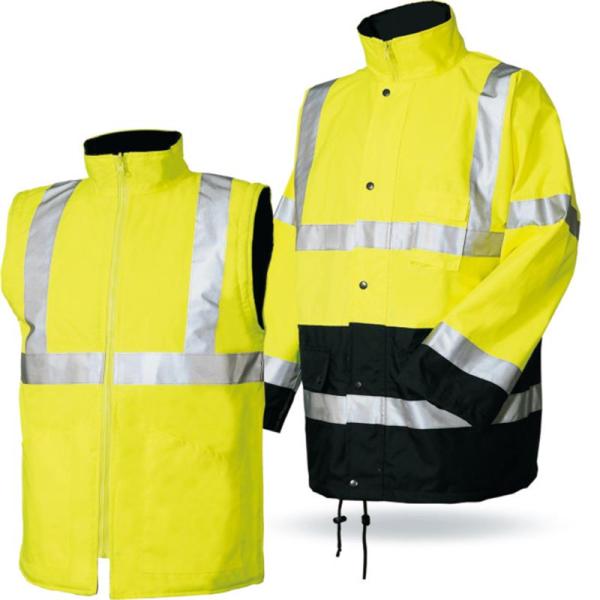 3 In 1 Detachable  Security Work Windproof Waterproof High Visibility Reflective Safety Bomber Jacket for Mens