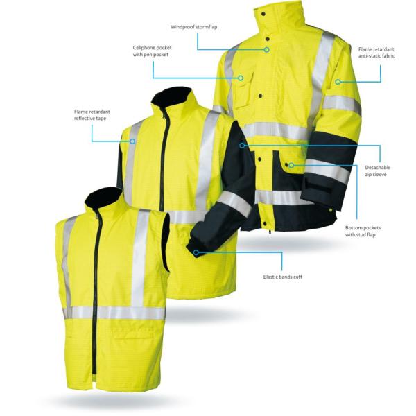 4in 1 CLass II  high visibility waterproof winter reflective safety jacket  reflective jackets