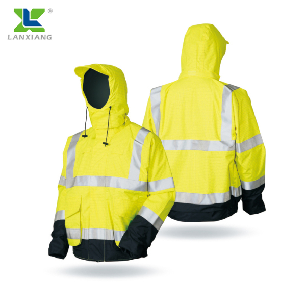 100% Light Weight Polyester With PU laminated Waterproof Jacket Hi Vis Rainwear Reflective Raincoat Rain Jacket