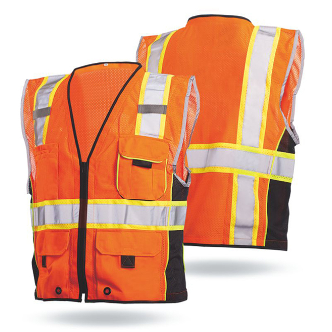 class 2 High quality 100%polyester tricot fabric reflective vest with pocket  safety vest