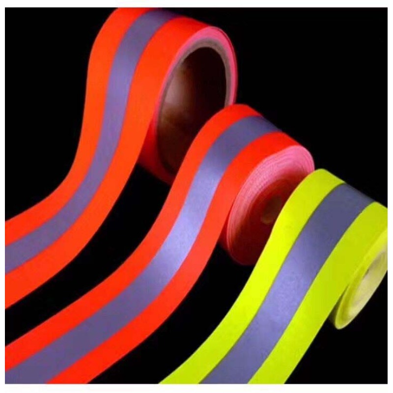 Manufacture 5*2 yellow/orange reflective silver r warning  stripes tape / FR  sewing reflective tape for the clothes