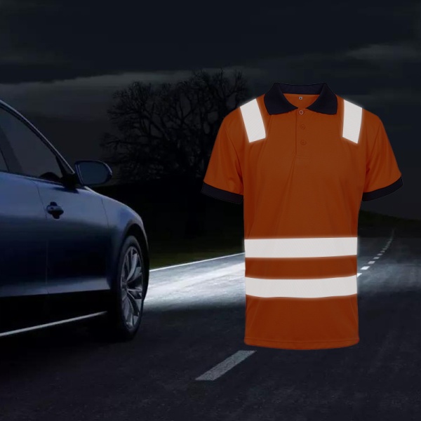 Breathable Bird-eye Knit Fabric Material Security Reflective Polo High Visibility Hi Vis Work Safety T Shirt