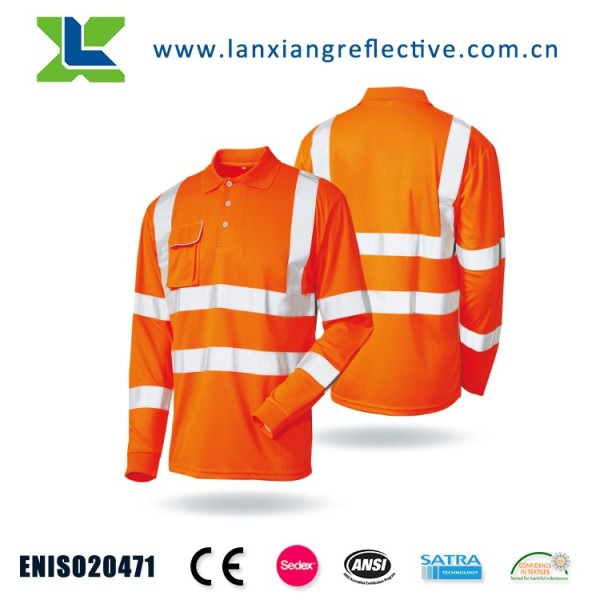 Safety Products Soft Reflective Polo Long Sleeve Hi-vis T-shirt Polo