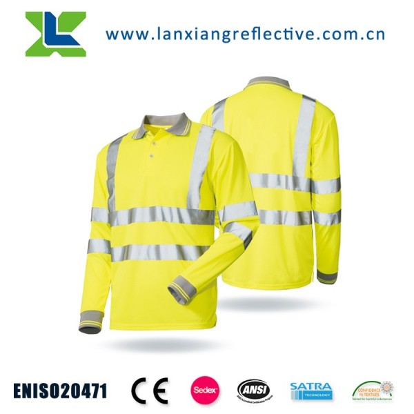 Safety Products Soft Reflective Polo Long Sleeve Hi-vis T-shirt Polo