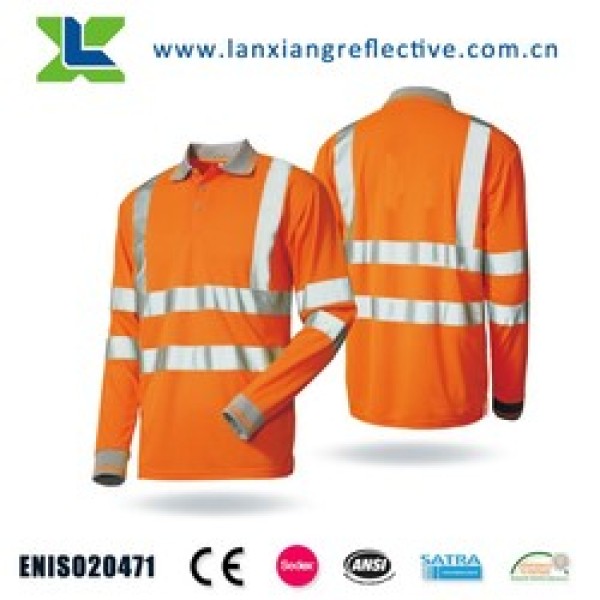 Safety Products Soft Reflective Polo Long Sleeve Hi-vis T-shirt Polo
