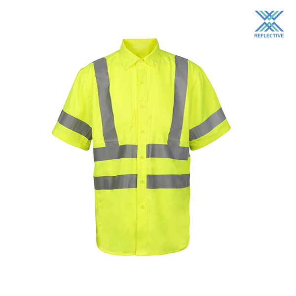 High visibility reflective safety elastic workwear  shirt