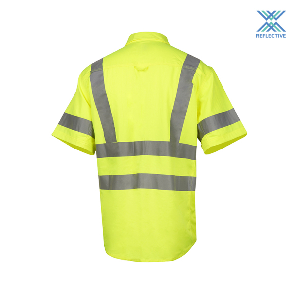 High visibility reflective safety elastic workwear  shirt