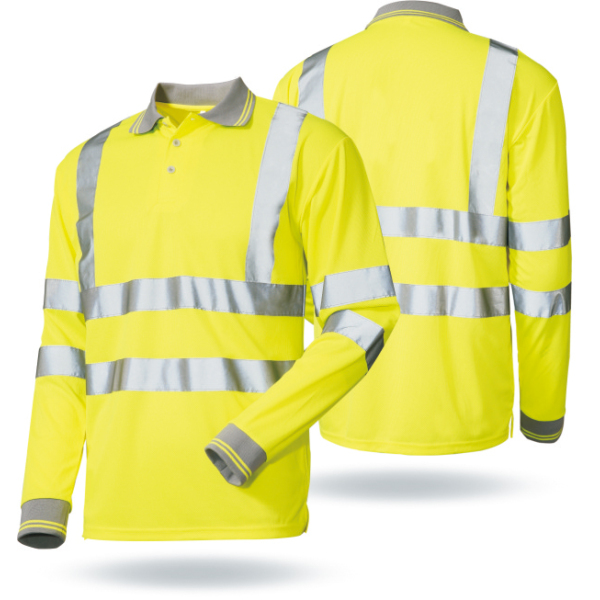 wholesale fashion hi vis polo t shirt high visibility short or long sleeve reflective safety worker wear birdseye mesh shirt
