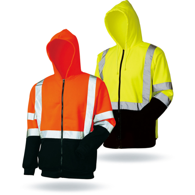 High Visibility warning  working winter  warm construction reflective safety hoodie