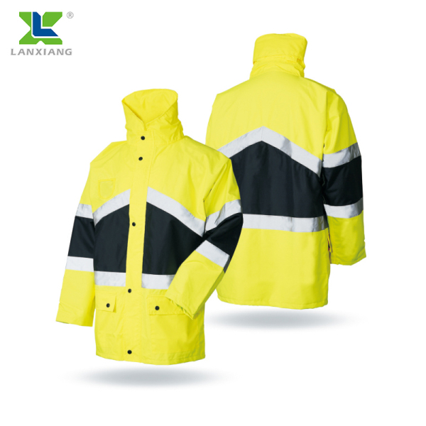 Pvc raincoat suits wholesale cheap raingear waterproof safety PU raincoat for worker reflective road rain wear