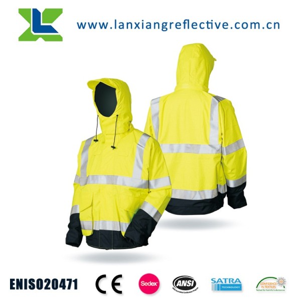 100% Polyester Lightweight Safety Wholesale Waterproof High Visibility Reflective Mens Bomber Jacket