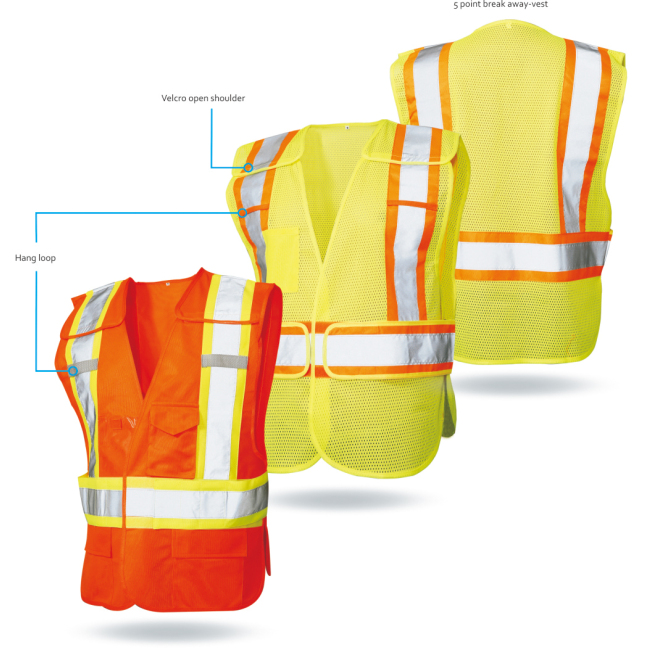 High Visibility  Reflective 5 point take off Safety Vest Safety waistcoat