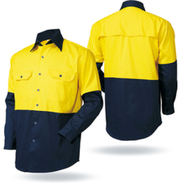 Long Sleeve combined with splicing style Poly/Cotton Hi-vis Reflective Traffic Safety T-shirt