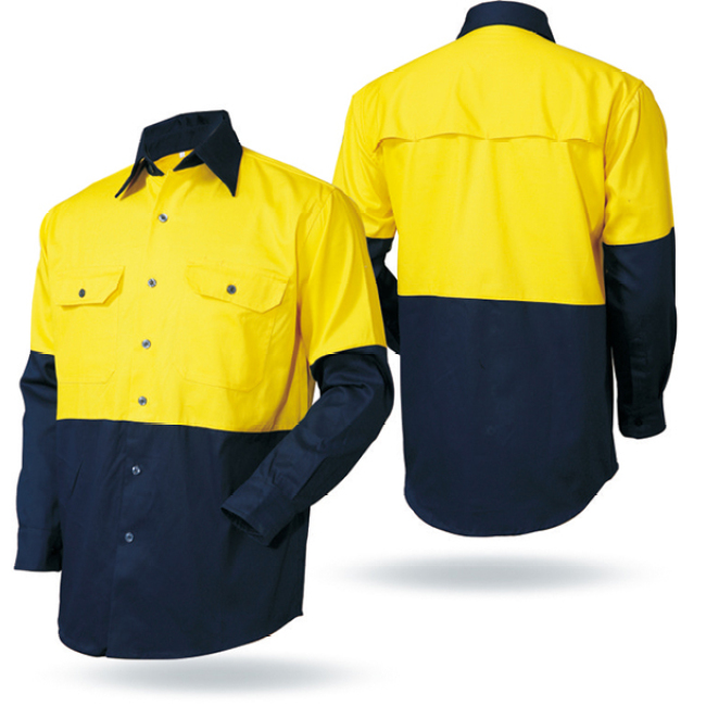 Long Sleeve combined with splicing style Poly/Cotton Hi-vis Reflective Traffic Safety T-shirt
